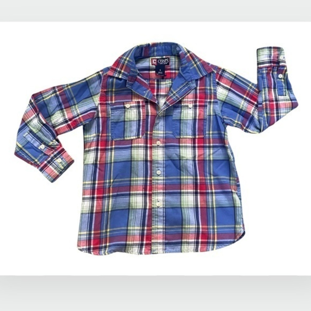 CHAPS Boys Plaid Button Down Long Sleeve Shirt 5